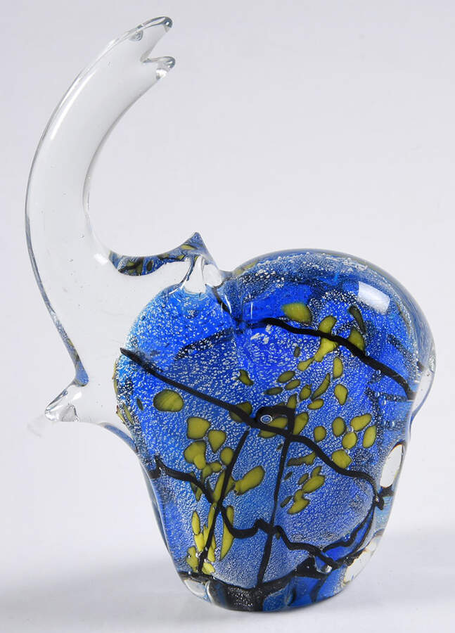 Murano Figurines Elephant Blue Yellow Black - No Box by Murano Glass-1