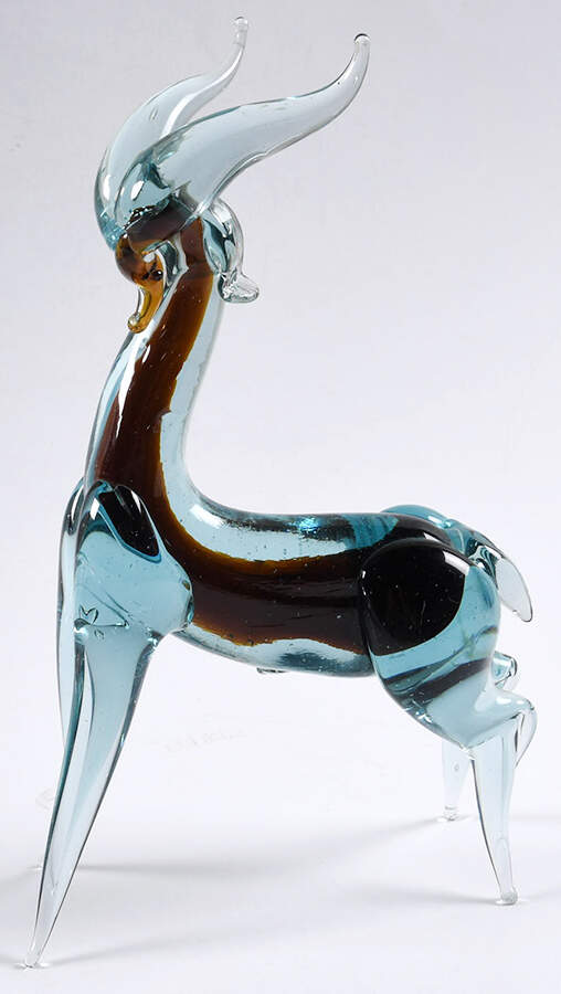 Murano Figurines Gazelle Blue Brown - No Box by Murano Glass-1