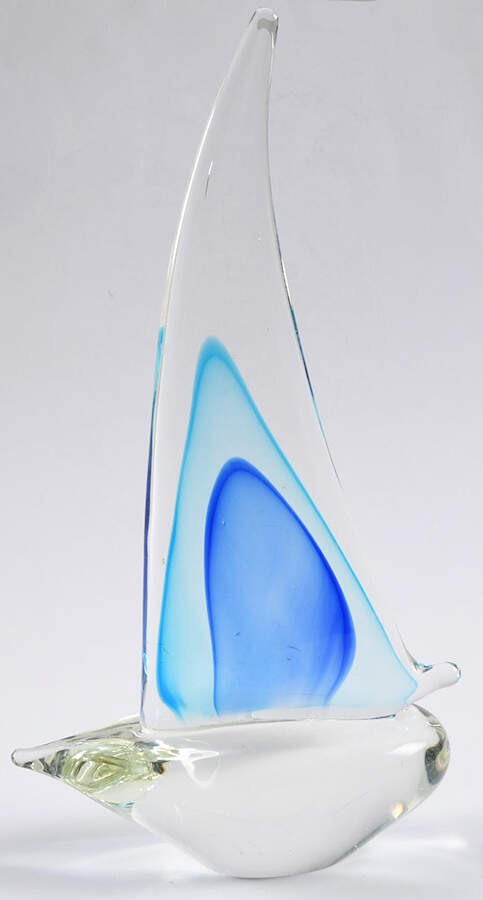 Murano Figurines Sailboat-Clear,Blue, Aqua - No Box 524 by Murano Glass-1