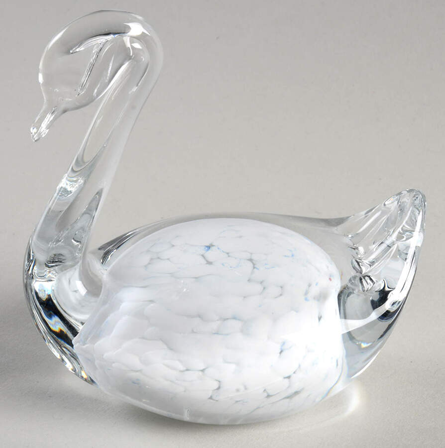 Murano Figurines Swan- Clear With White - No Box by Murano Glass-1