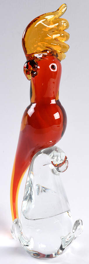 Murano Figurines Cockatoo-Orange On Clear Base - No Box by Murano Glass-1