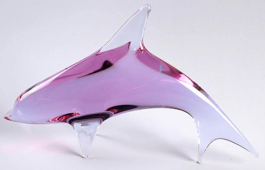 Murano Figurines Dolphin-Pale Purple,Blue - No Box by Murano Glass-1