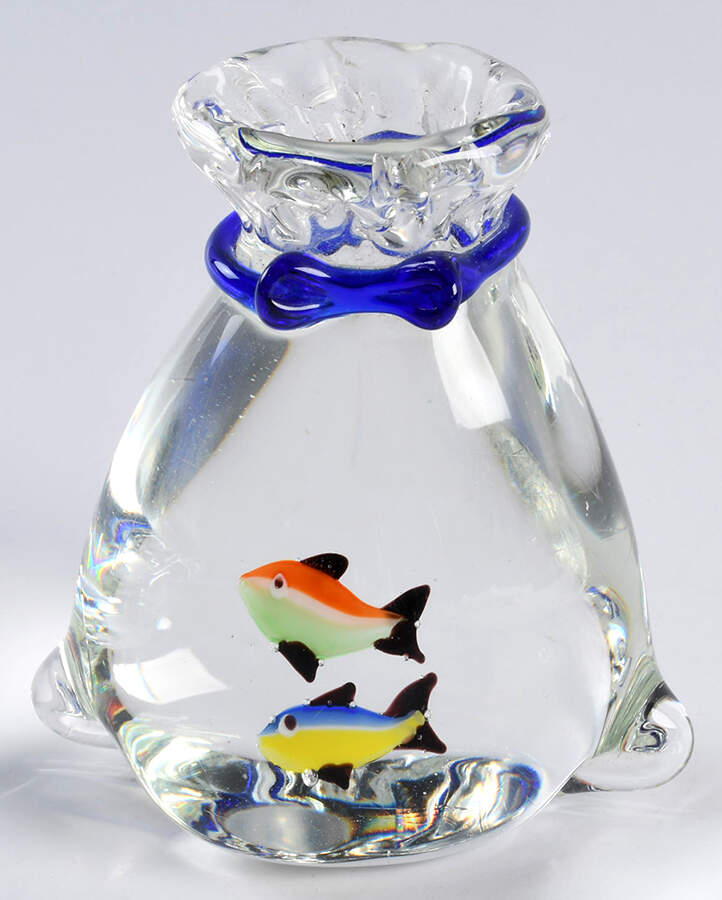 Murano Figurines Fish In A Bag-Orange,Green/Blue,Yellow - No Box by Murano Glass-1
