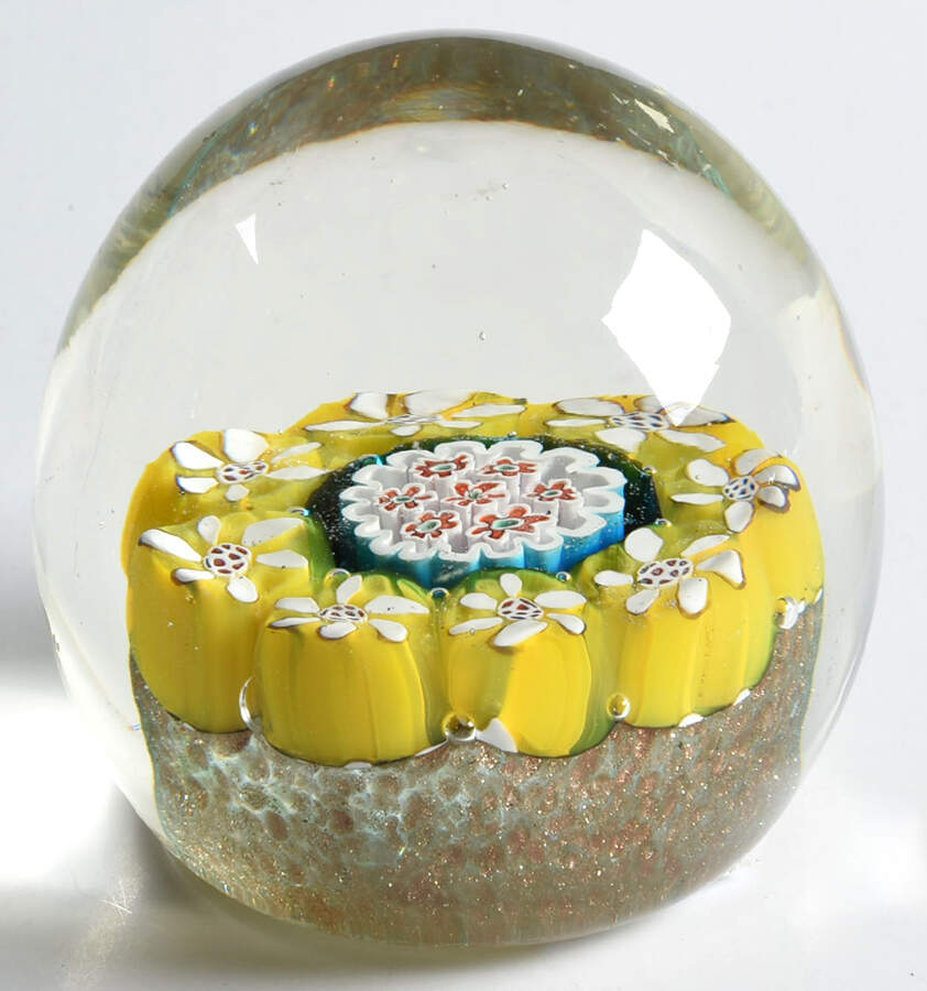 Murano Figurines Millefiore-Yellow,White,Paperweight - No Box by Murano Glass-1