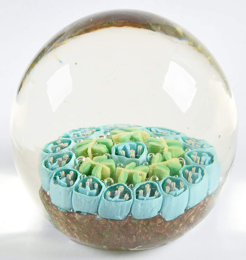 Murano Figurines Millefiore-Flowers & Leaves Paperweight - No Box by Murano Glass-1