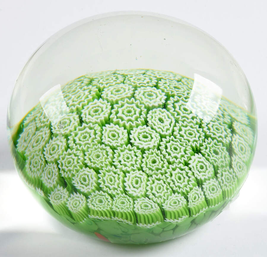 Murano Figurines Millefiore- Green, White,Paperweight - No Box by Murano Glass-1