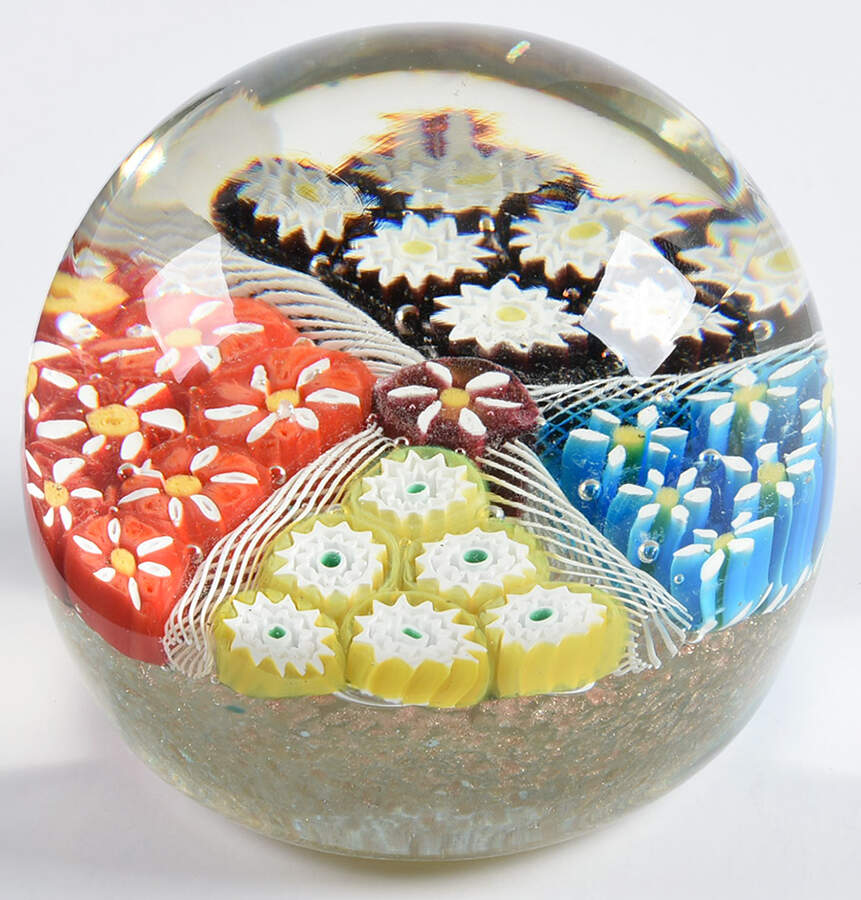 Murano Figurines Millefiore-4 Sections,Ribbon Paperweight - No Box by Murano Glass-1