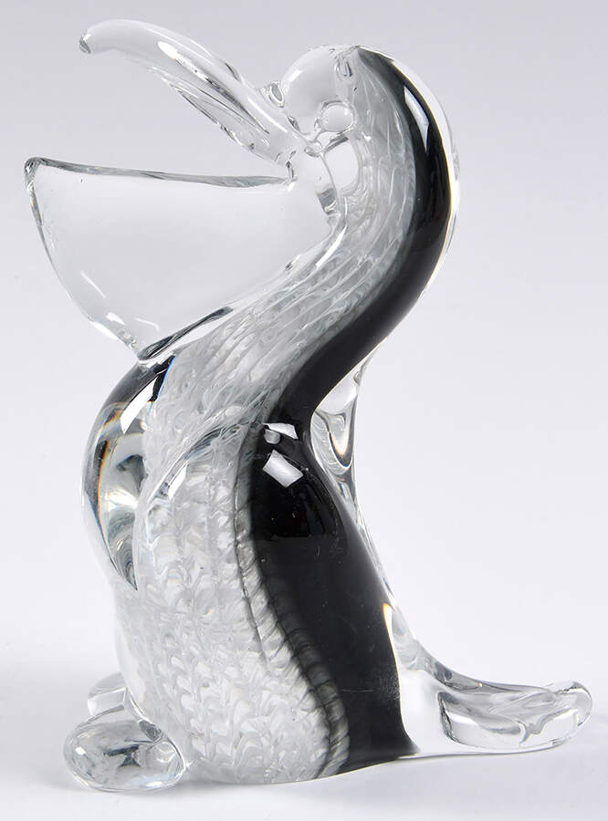 Murano Figurines Pellican-Black And White - No Box by Murano Glass-1