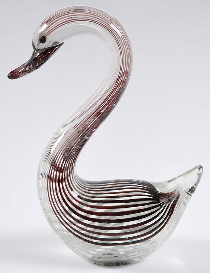 Murano Figurines Swan-Purple & White Stripes - No Box by Murano Glass-1