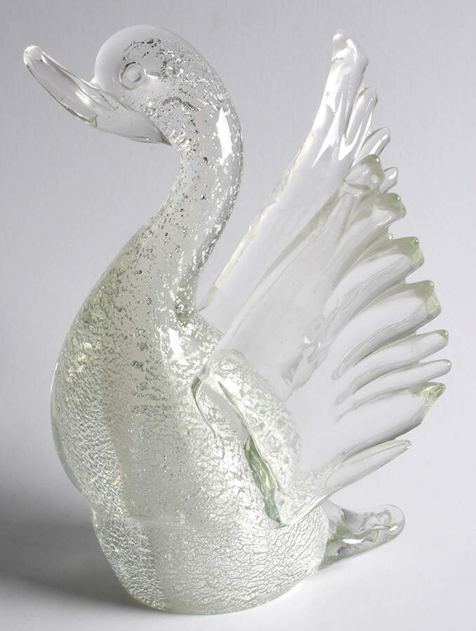 Murano Figurines Duck - Silver Flecks - No Box by Murano Glass-1