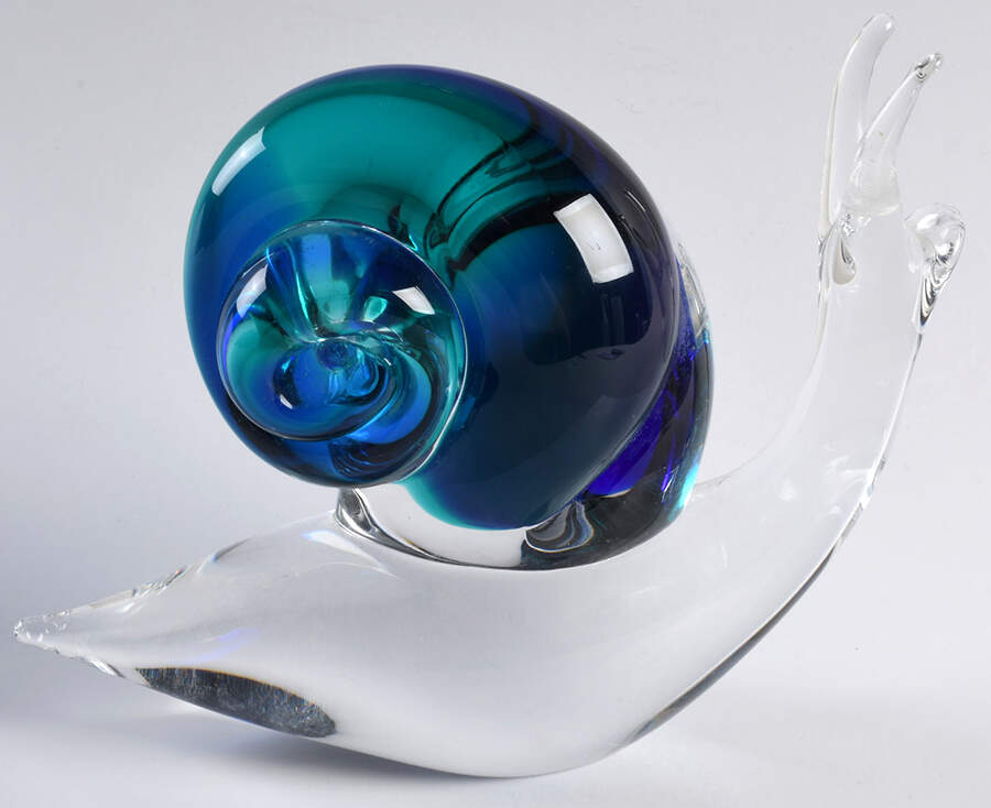 Murano Figurines Snail-Blue, Clear - No Box by Murano Glass-1