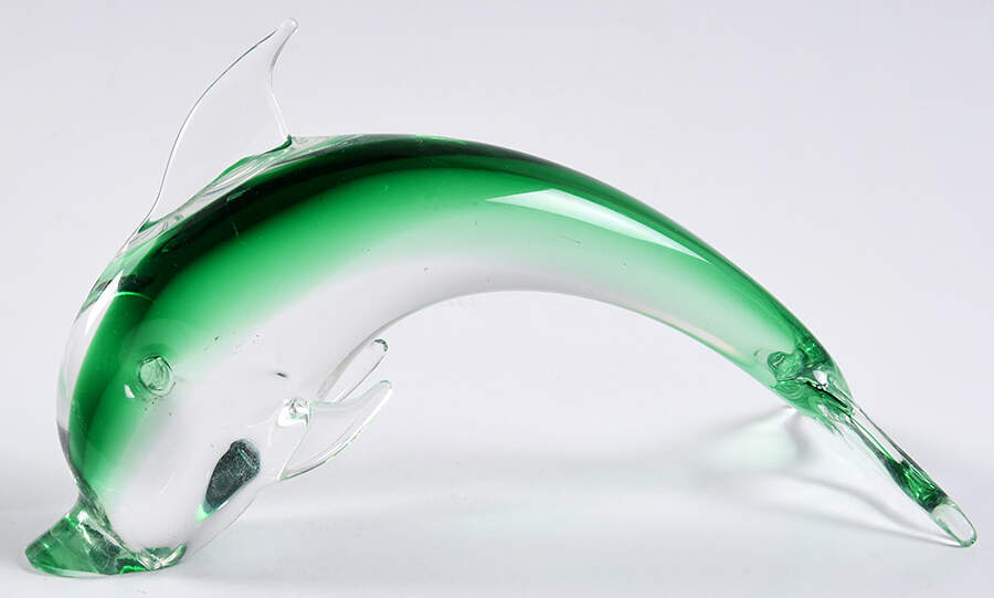 Murano Figurines Dolphin Green - No Box 630 by Murano Glass-1