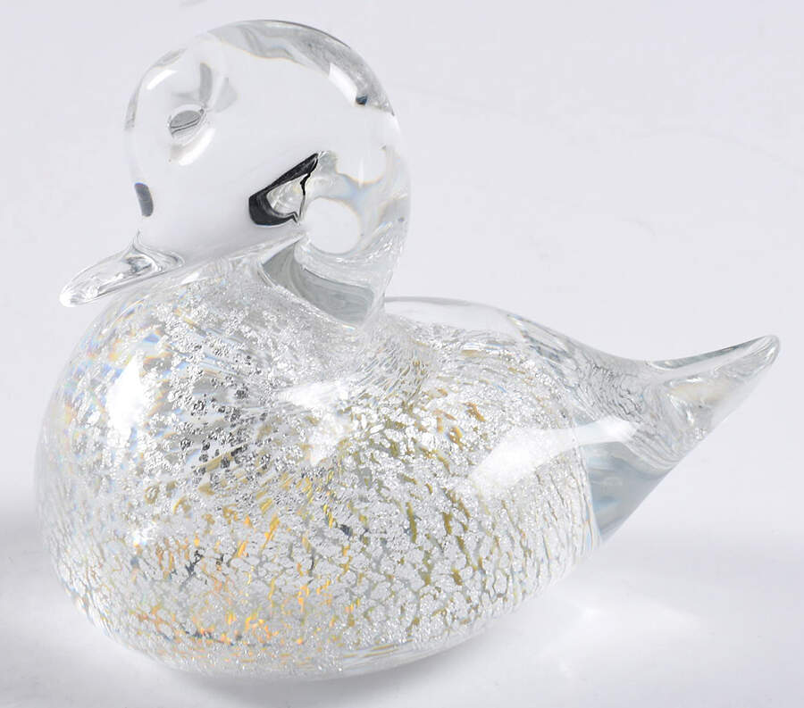 Murano Figurines Duck Silver Flecks - No Box 629 by Murano Glass-1