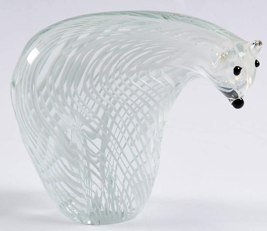 Murano Figurines Polar Bear White Stripes - No Box 625 by Murano Glass-1