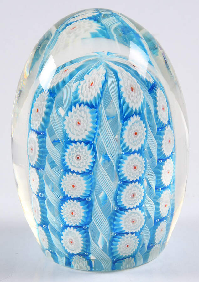 Murano Figurines Millefiori Flowers And Ribbon Blue - No Box by Murano Glass-1