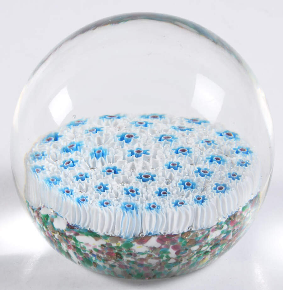 Murano Figurines Millefiore Small - Blue Green Flowers  - No Box by Murano Glass-1