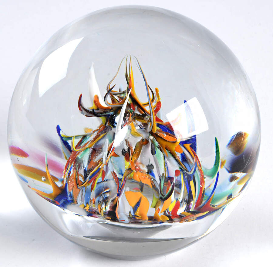 Murano Figurines Paperweight-Multicolor Streams On Bubble - Nb641, No Box by Murano Glass-1
