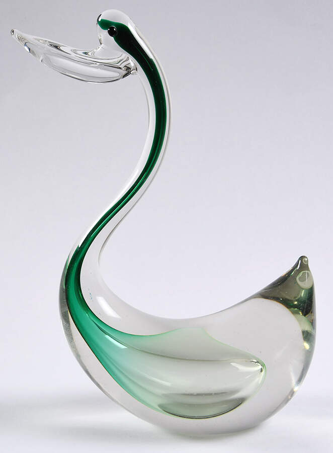 Murano Figurines Swan - Green - Nb647, No Box by Murano Glass-1