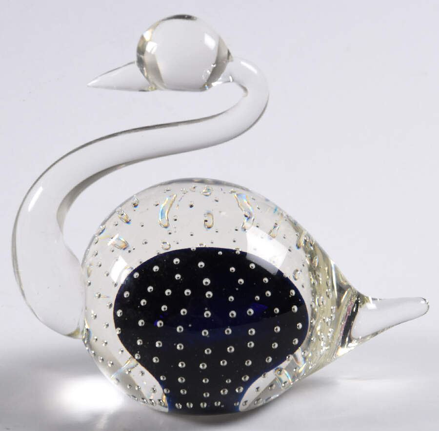 Murano Figurines Swan-Blue,Controlled Bubbles - Nb684, No Box by Murano Glass-1