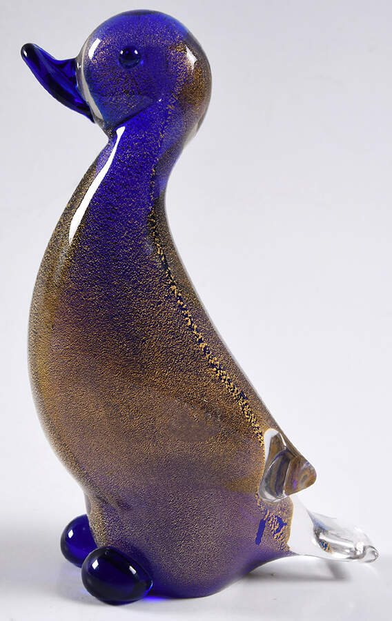 Murano Figurines Duck-Cobalt And Gold - No Box by Murano Glass-1