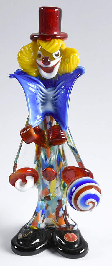 Murano Figurines Clown With Ball-Red Top Hat - Nb681 No Box by Murano Glass-1