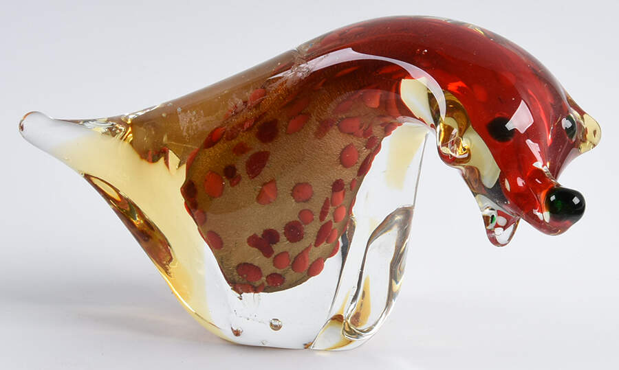 Murano Figurines Dog- Red Spots On Gold - Nb668, No Box by Murano Glass-1