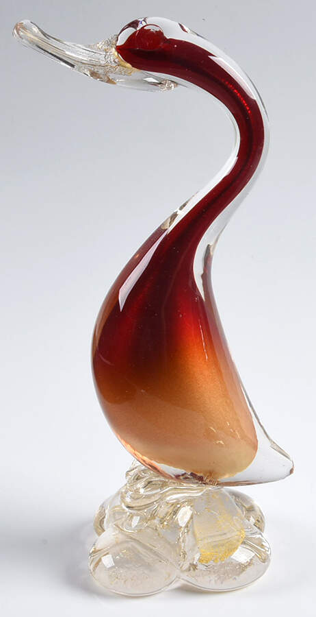 Murano Figurines Duck-Red,Gold - Nb654, No Box by Murano Glass-1