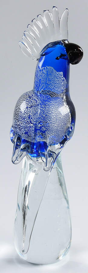 Murano Figurines Cockatoo-Blue,White,Clear Base - No Box by Murano Glass-1