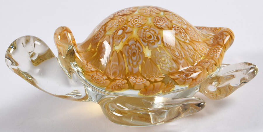 Murano Figurines Turtle-Tan Millefiori - Nb692, No Box by Murano Glass-1