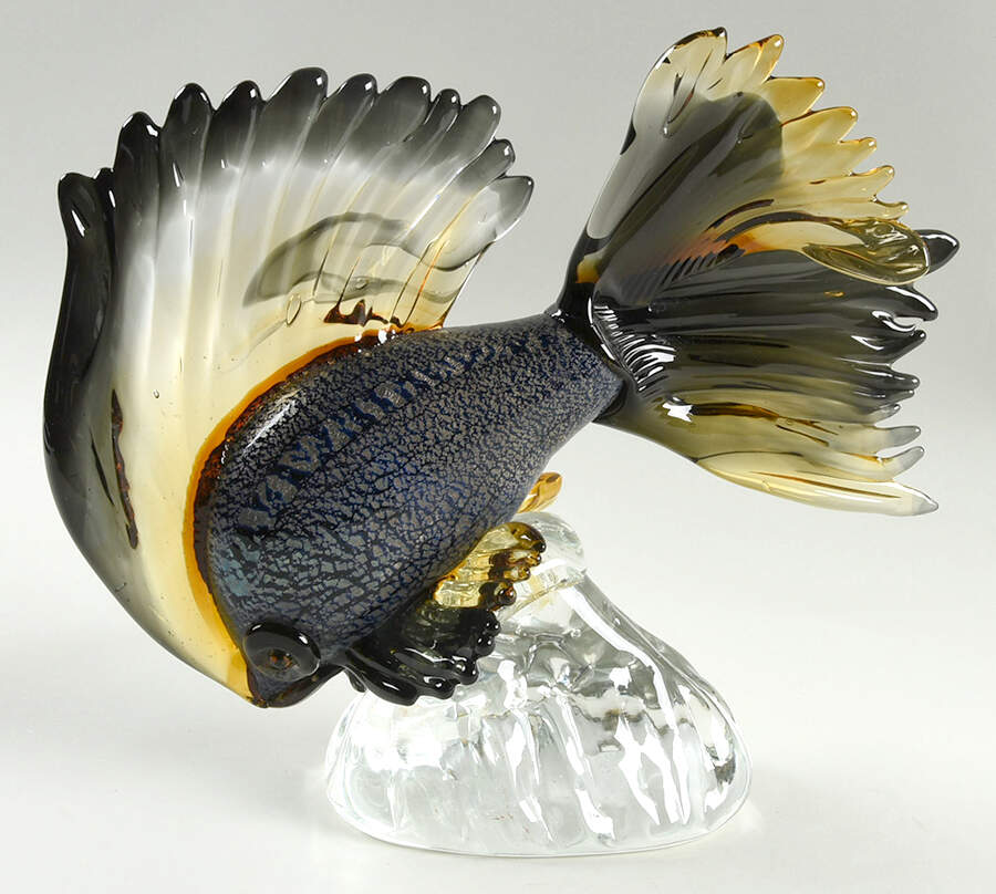 Murano Figurines Fish-Amber,Cobalt,Silver - Nb693, No Box by Murano Glass-1