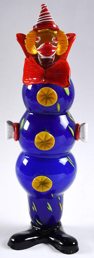 Murano Figurines Clown-Blue,Orange Bowtie & Hat - Nb710, No Box by Murano Glass-1