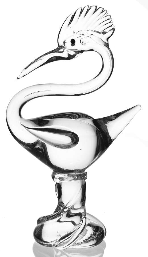 Murano Figurines Bird-Clear, Bubble,Clear Swirl Base - Nb709, No Box by Murano Glass-1