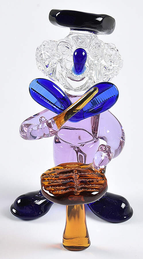 Murano Figurines Small Clown Drummer Musician - Nb715, No Box by Murano Glass-1