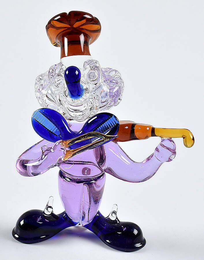 Murano Figurines Small Clown Violin Musician - Nb714, No Box by Murano Glass-1