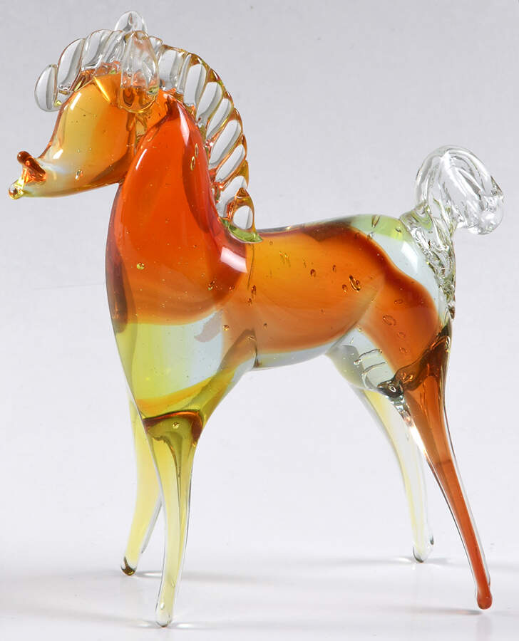 Murano Figurines Horse Orange And Yellow - Nb719, No Box by Murano Glass-1
