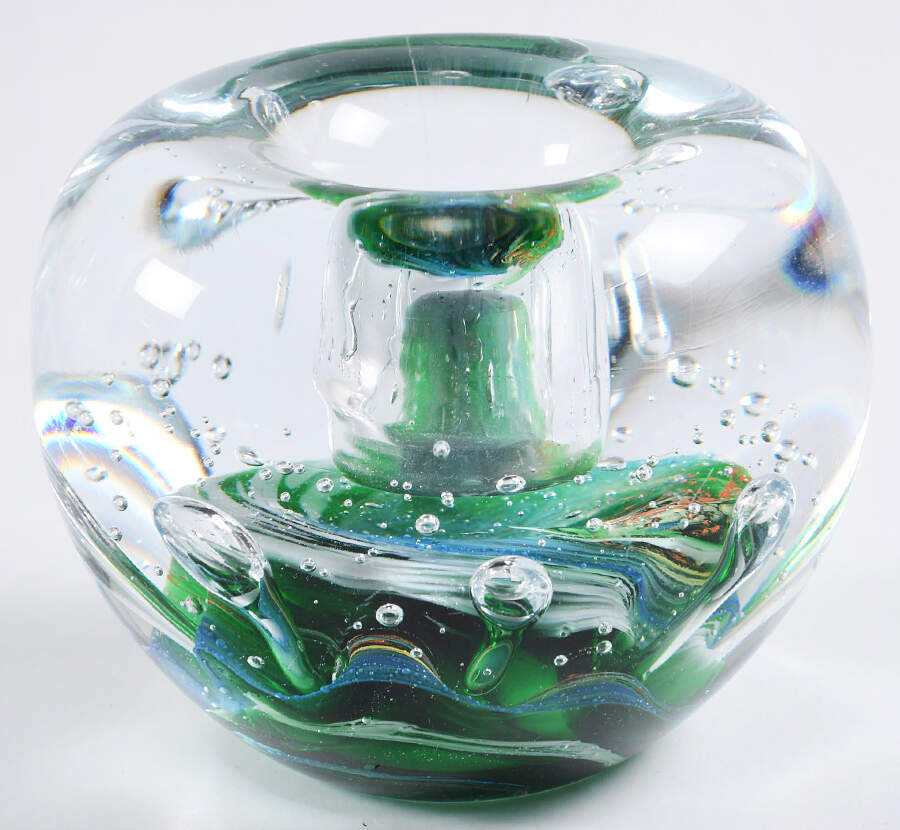 Murano Figurines Candleholder-Multi,Green,Bubbles  - Nb730, No Box by Murano Glass-1