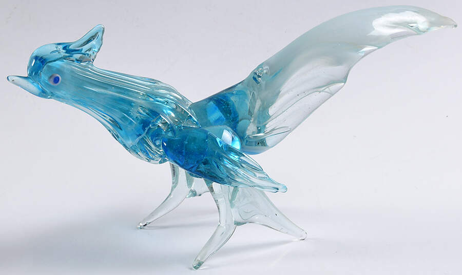 Murano Figurines Roadrunner-Blue & White - Nb727, No Box by Murano Glass-1