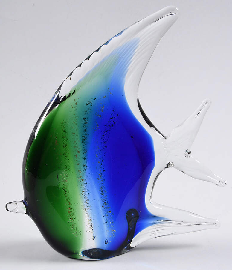 Murano Figurines Tropical Fish Blue Green Gold Flackes - Nb723, No Box by Murano Glass-1