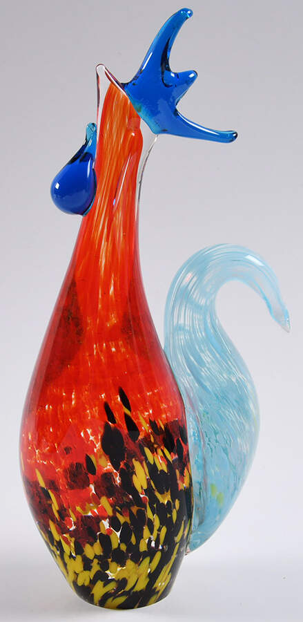 Murano Figurines Rooster-Red,Multicolor - Nb757, No Box by Murano Glass-1