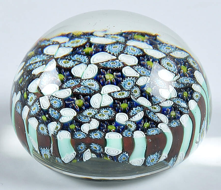 Murano Figurines Paperweight-Millefiore Blue & White - Nb763, No Box by Murano Glass-1