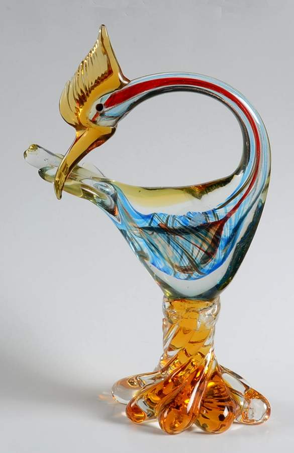 Murano Figurines Crested Bird-Gold - No Box by Murano Glass-1