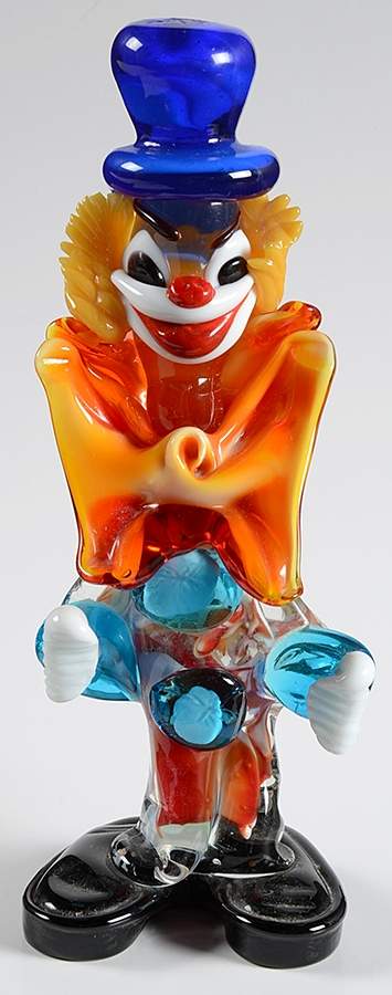 Murano Figurines Clown-Blue Hat-Orange Bowtie - No Box 42 by Murano Glass-1