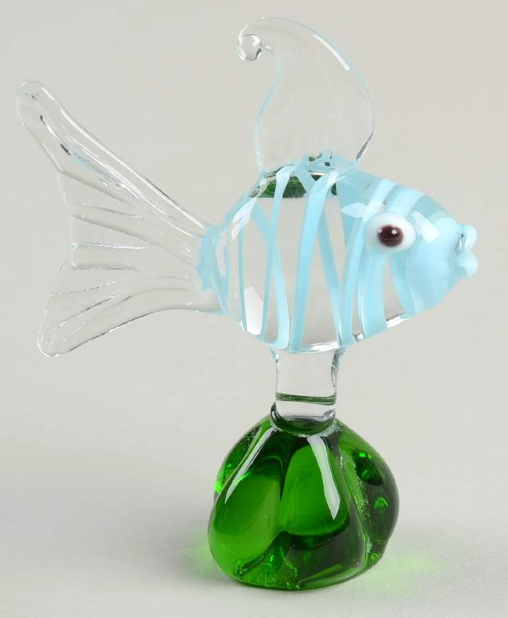Murano Figurines Blue Fish - No Box 60 by Murano Glass-1