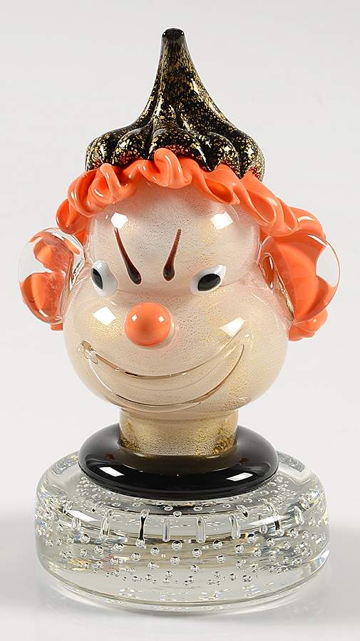 Murano Figurines Clown With Orange Hair - No Box by Murano Glass-1