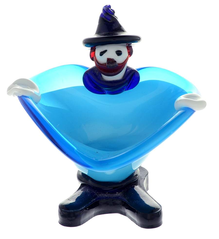 Murano Figurines Clown Blue Bowl - No Box by Murano Glass-1