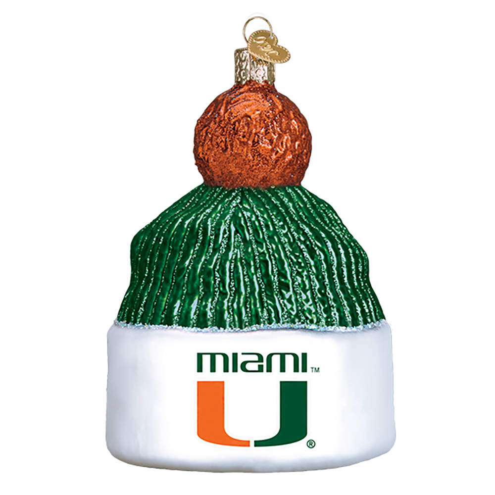 Collegiate Collection University Of Miami Beanie - Boxed by Old World Christmas (Newer)-1