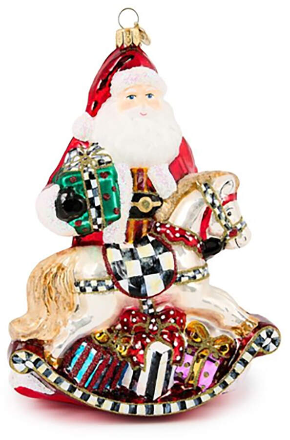 Courtly Christmas Ornaments Santa With Rocking Horse - No Box by MacKenzie-Childs-1