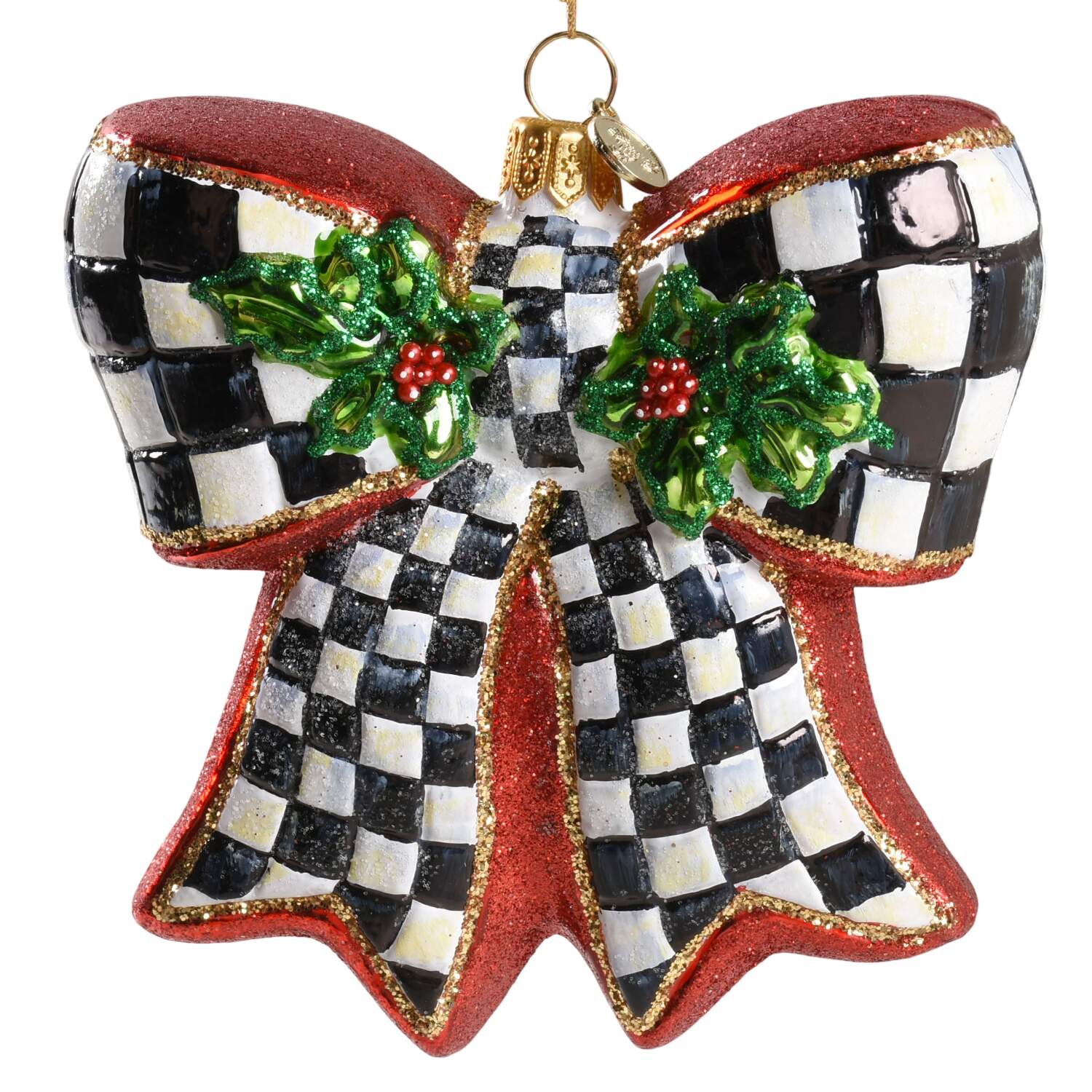 Courtly Christmas Ornaments Courtly Check Holly Bow - Boxed by MacKenzie-Childs-1