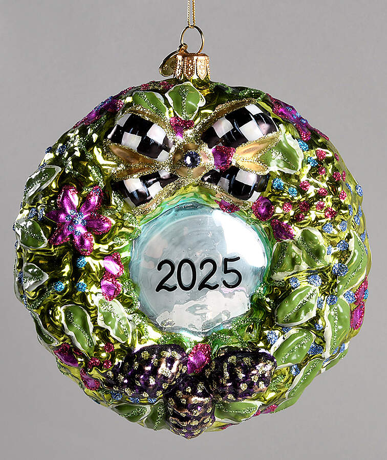 Annual Wreath Ornament 2025 Floral Wreath - Boxed by MacKenzie-Childs-1