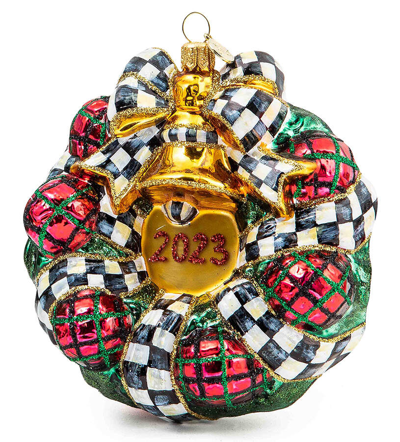 Annual Wreath Ornament 2023 Tartastic Wreath - Boxed by MacKenzie-Childs-1